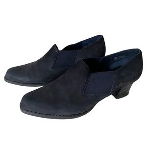 Aerosoles Navy Blue Nubuck Suede Slip On Ankle Boots Booties Size 10